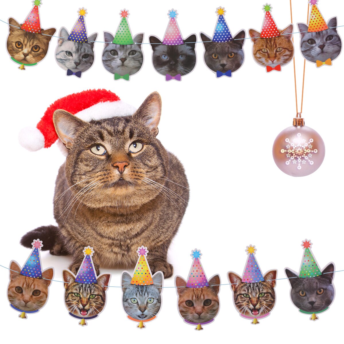 Cute Cat Cupcake Topper Picks Cartoon Cat Head Banner for Kids Birthday Shower Cat Kitten Theme Party Decorations Supplies