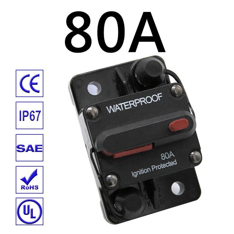 Circuit Breaker Fuse Reset 60A-300A AMP 12-48V DC Car Boat Auto Waterproof: 80A