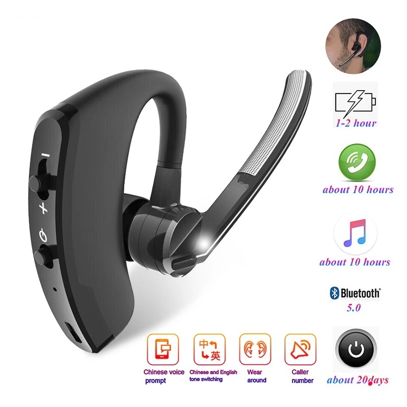 V8 Kabelloser Bluetooth-Kopfhörer mit HD-Mikrofon, Stereo-Geschäft-Freisprecheinrichtung, HD-Anruf, Bluetooth-Headset