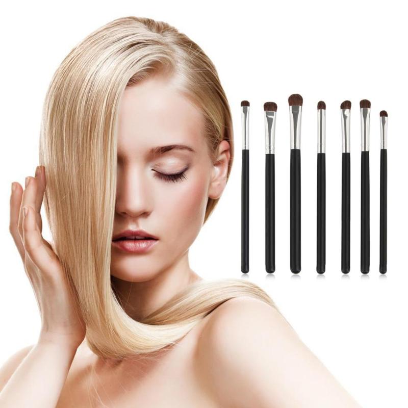 7Pcs Natuurlijk Haar Eye Make-Up Kwasten Set Oogschaduw Shadow Borstels Make-Up Tool Shader Mengen Professionele Make Up Kwasten Set