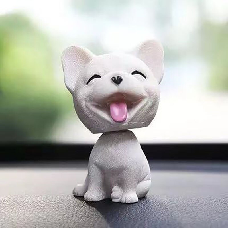 Car Ornament 9cm Shaking Head Dog Car Dashboard Decor Nodding Puppy Toys Husky Teddy Pomeranian Home Room Auto Accessories: Bulldog