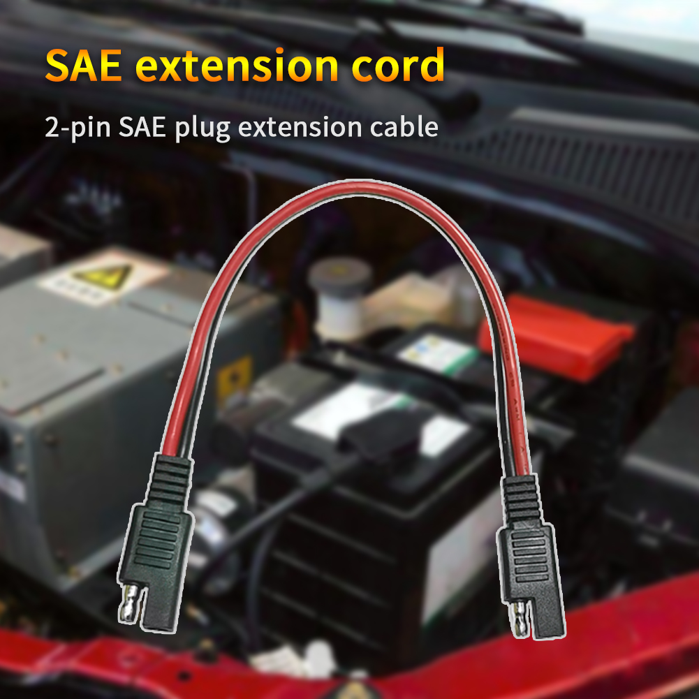 2 Pin SAE Power Automotive Extension Cord Cable 14AWG 30cm SAE to SAE Quick Connector Solar Battery Plug Wire Accessories