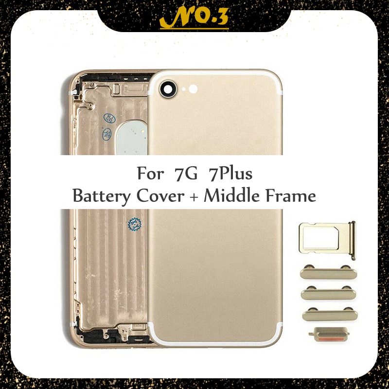 7 7p achterkant behuizing voor iphone 7 plus 7 plus achterkant batterijklep midden chassis frame + glazen deksel geen flexkabel onderdelen montage