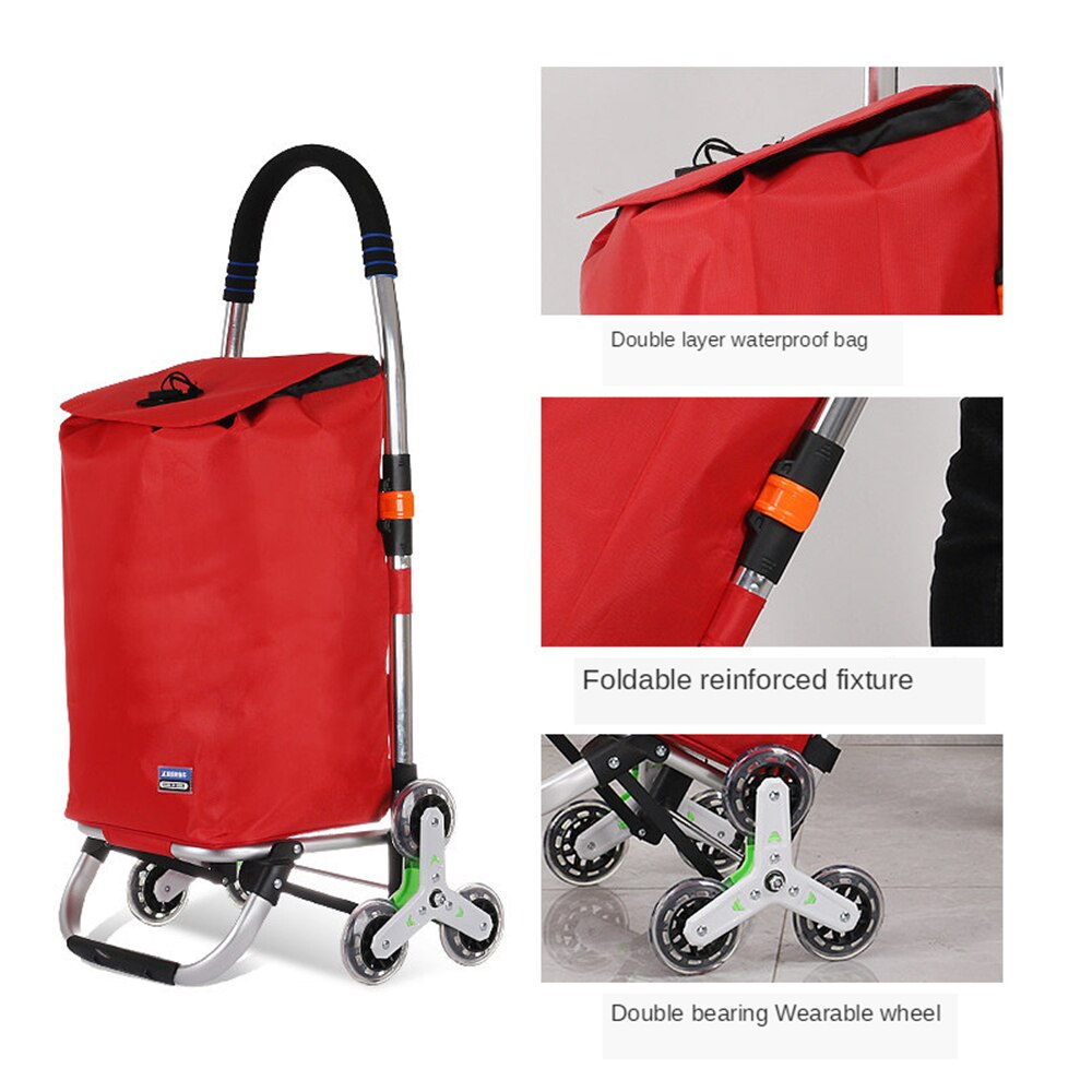 B-LIFE Trap Klimmer Trolley Dolly Winkelen Kruidenier Opvouwbare Winkelwagen Met Rolling Swivel Wielen En Oxford Doek Boodschappentas