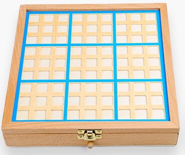 Sudoku spil ni gitter sudoku børns koncentrationstræning pædagogisk legetøj 4-6 år gammel 8 indgang efterretningstavle: Blå