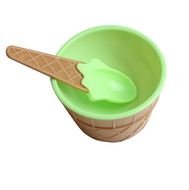 Kids Plastic Ice Cream Bowls Spoons Set Ice Cream Cup Couples Bowl Dessert Tools Kitchen Accessories