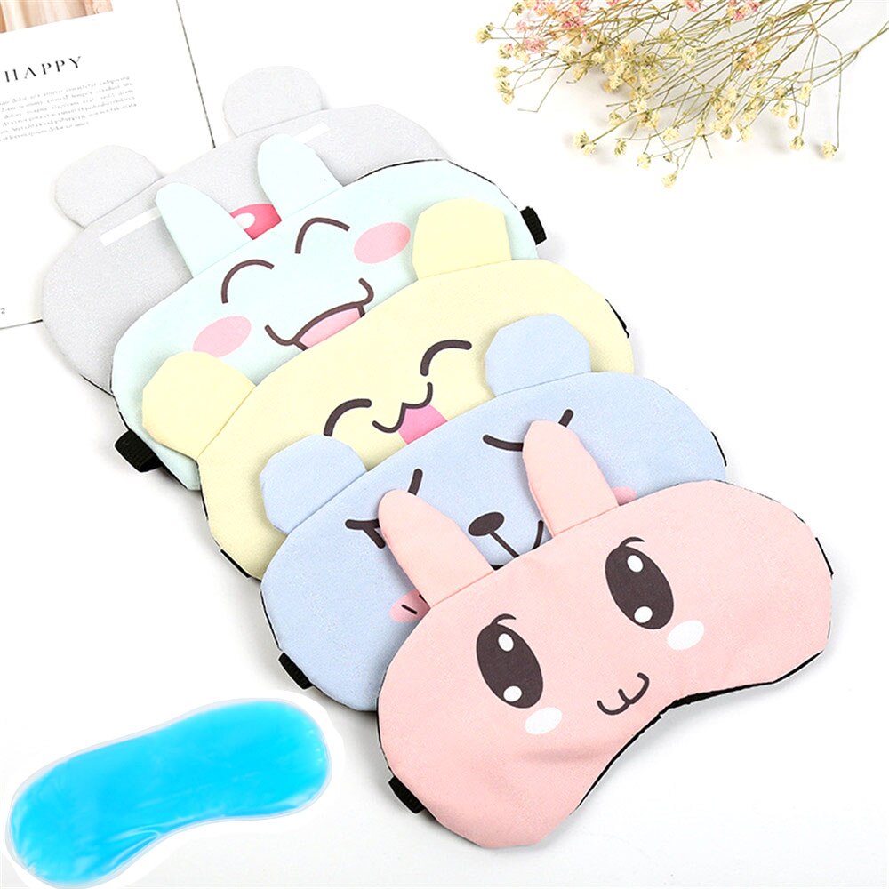 Sleeping Mask Eyepatch Cute Cartoon Cold Eye Sleep Mask Ice Compress Blue Gel Travel Relaxing Eye Care Tools
