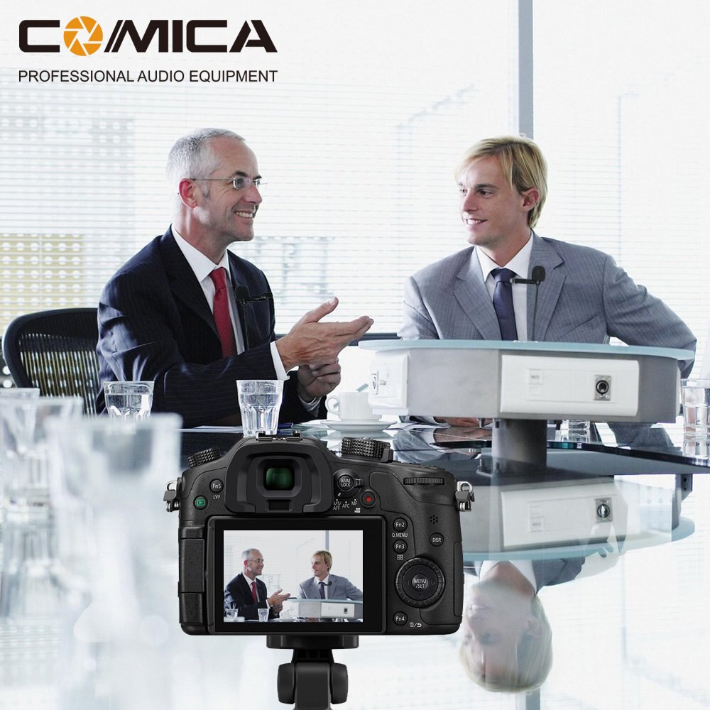 Comica CVM-D02 Dual-Head Lavalier Microfoon Clip-On Mini Omnidirectionele Condensator Microfoon Interview Microfoon Voor Iphone Camera