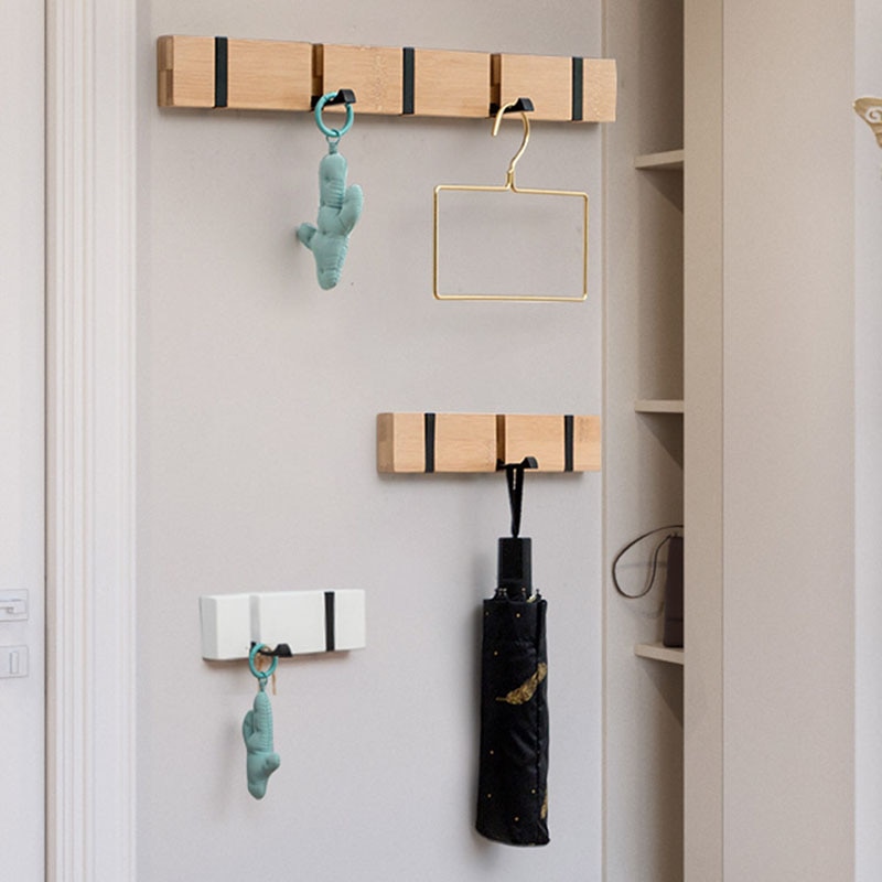 Hout Sleutelhouder Muur Verborgen Kapstok Kleding Hoed Organizer Sleutelhouder Kleerhanger Voor Badkamer Thuis Decoratie