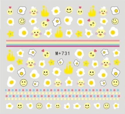 1 unidad de pegatinas para uñas, flores, flamenco, huevos, pollo, dibujos animados, deslizador, adhesivos para uñas, lavanda, arte de uñas, pegatinas de transferencia de agua,: 731