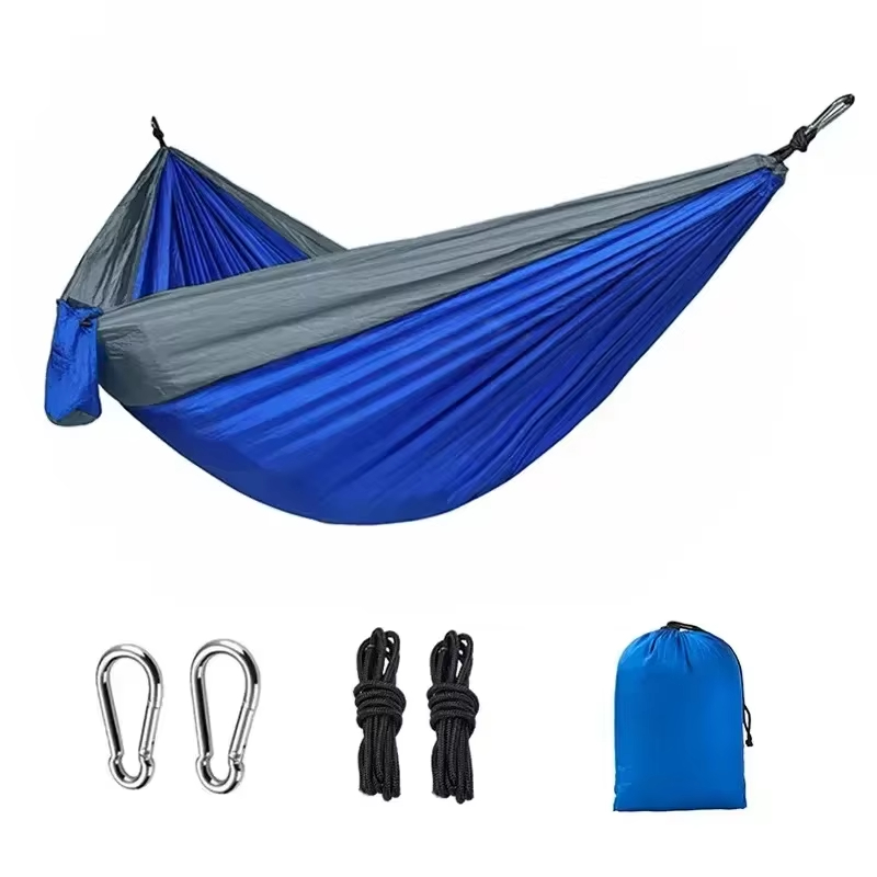 Hamac de camping portable en nylon, lit-balançoire, tissu parachute, durable, patchwork, pour randonnée jardin: YELLOW