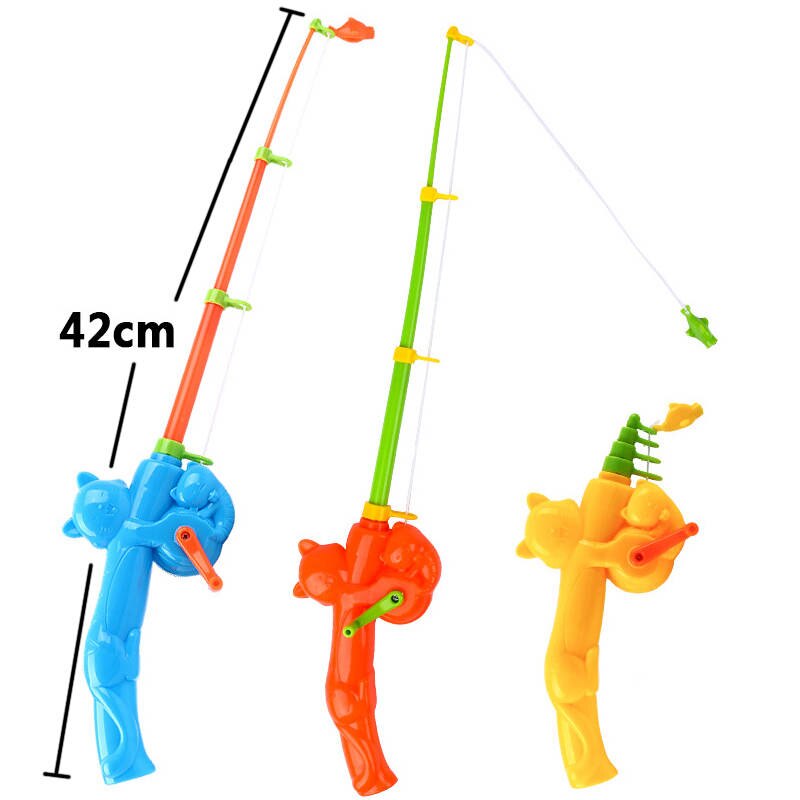 Pool Fishing Bathroom Toys Child Magnetic Fishing Toys Water Games Pool Game Kitten Fishing Fish Baby Funny Toys For Boys: D Fishing rod 1 pcs