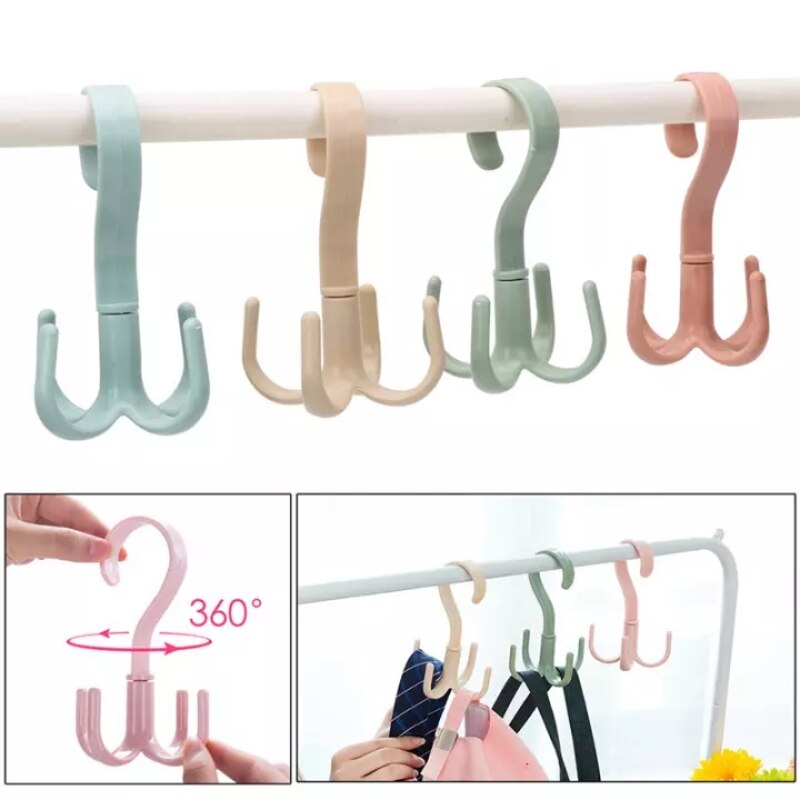 4pcs Hangers for Clothes Space Saving Bag Holder Wardrobes Handbag Rack 360 Degrees Rotating Hook Wall Hooks for Kitchen Bedroom