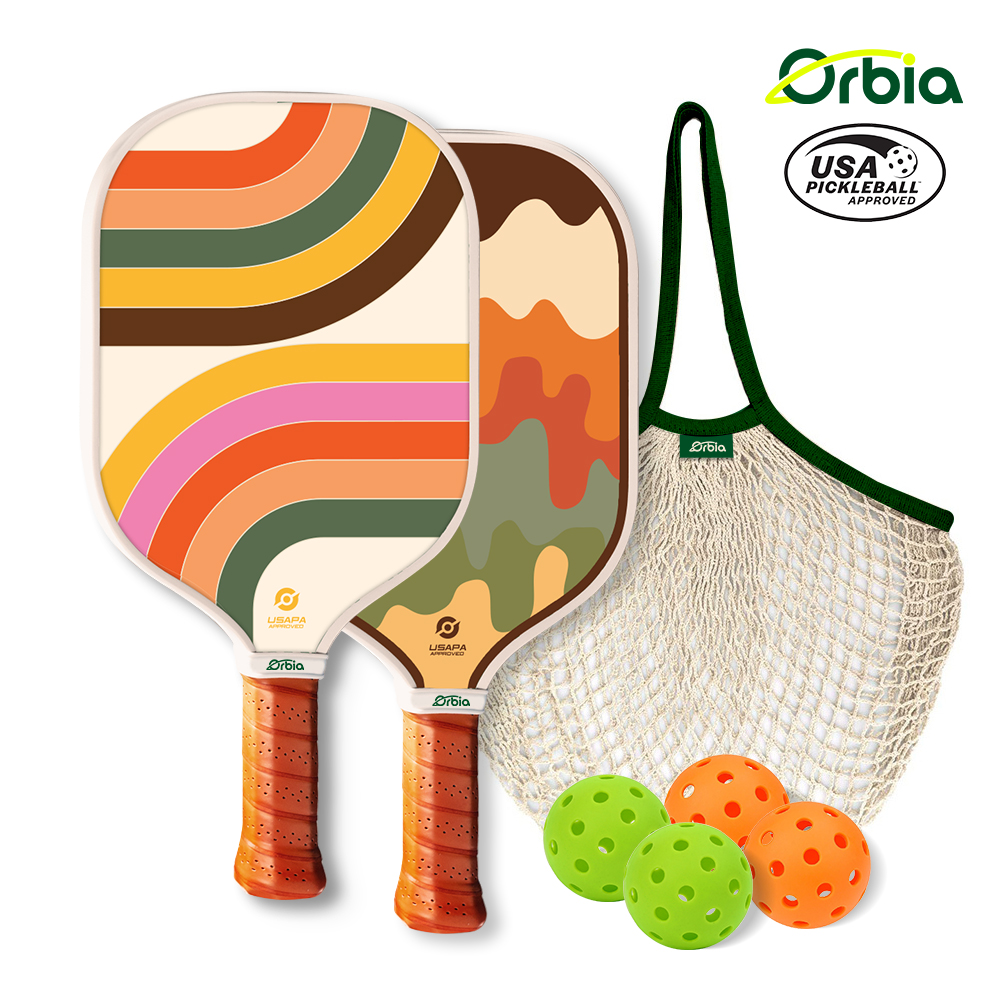 Orbia-juegos de Paddle Pickleball con bolsa de red, 4 bolas, 2 Paddle, transpirable, Pro, fibra de vidrio: Default Title