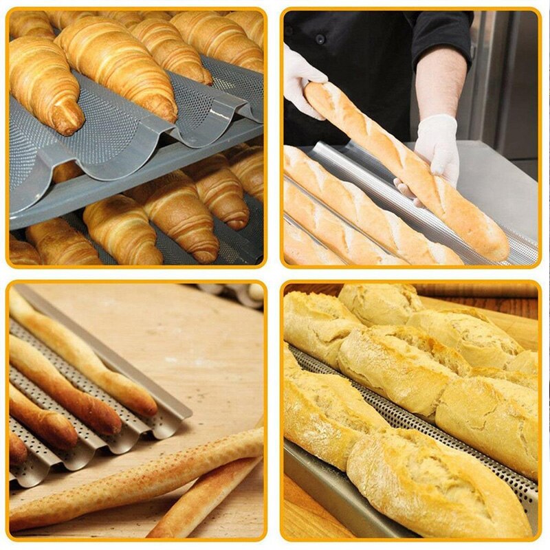 3/4 riller franskbrød bageplade brød bradepande genanvendelig non-stick baguette brød bølgeform toast bageudstyr