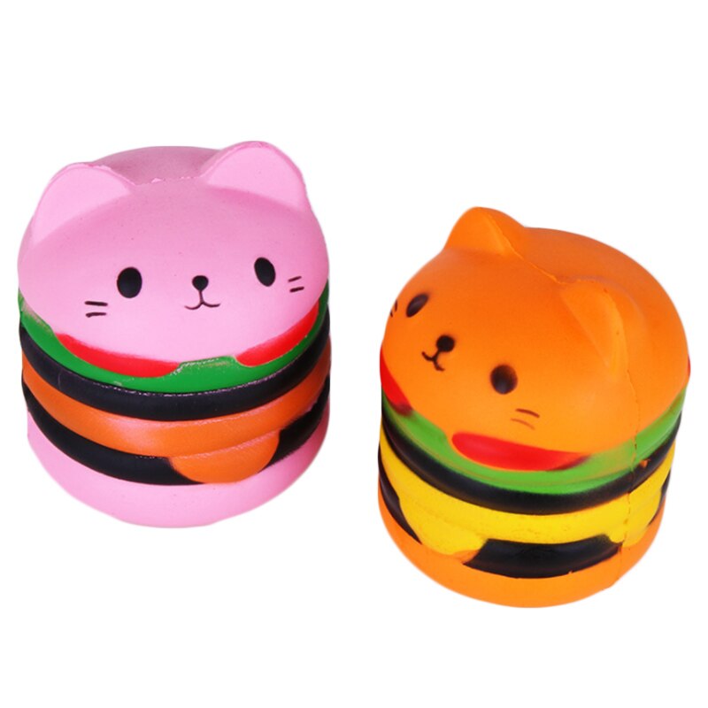 Jumbo Katze Gesicht Burger Squishy Simulierte Brot PU Duft Weich Langsam steigend quetschen Spielzeug betonen Linderung Baby Art Spielzeug Weihnachten