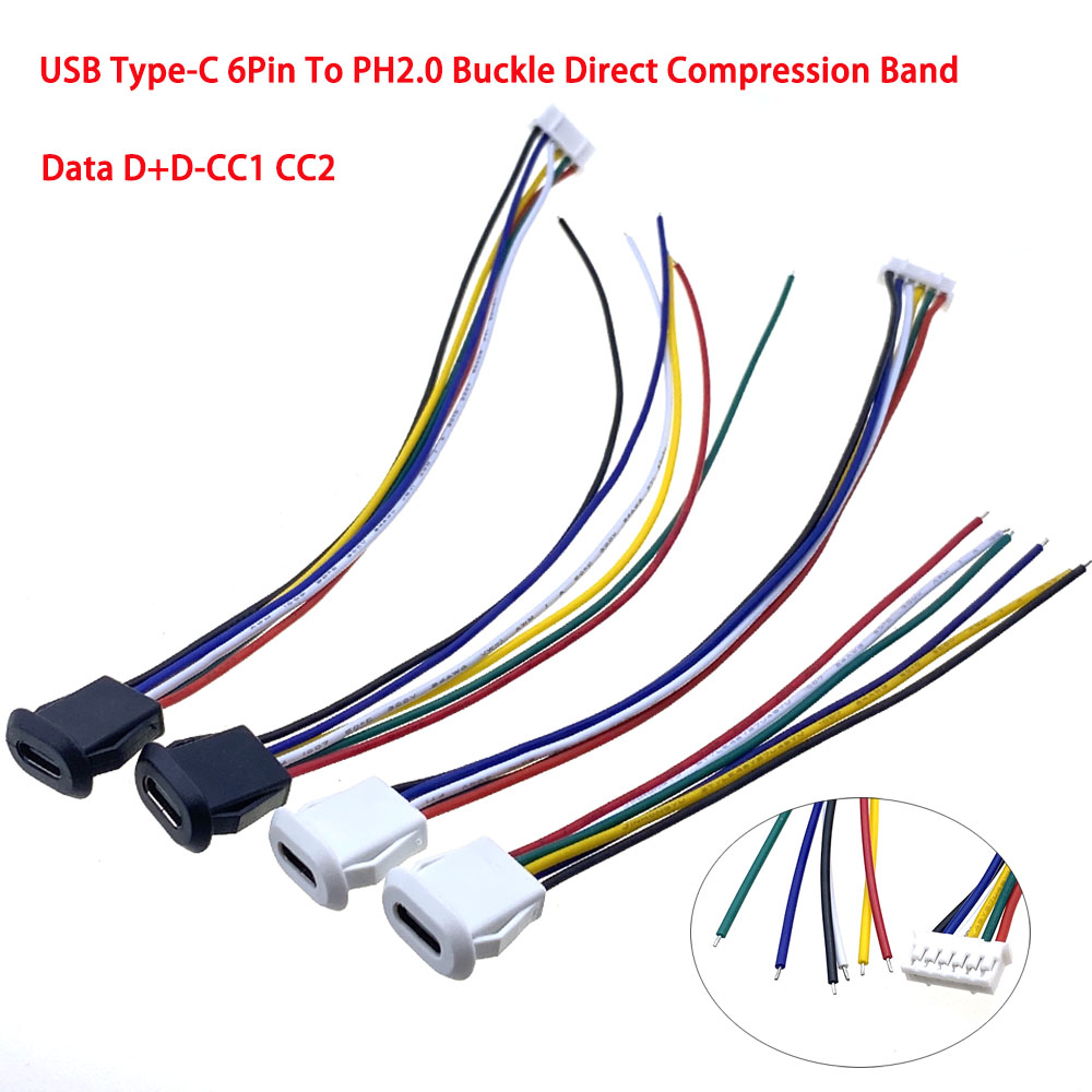 2/4/6P USB-C Connector Type-C Jack Female Type-C With card buckle High Current Fast Charging Jack Port USB-C Charger Plug Socket