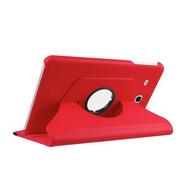 360 Rotating PU Leather Case for Samsung Galaxy Tab A 9.7 inch SM-T550 T555 P550 P555 Folio Tablet Cover Sand Holder Funda Capa: Red