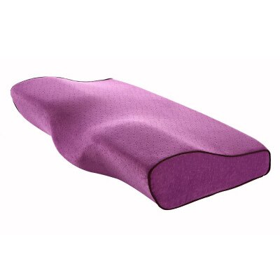 Almohada de memoria ortopédica para el dolor de cuello y protección del cuello, almohada de espuma de memoria de rebote lento, funda de almohada Cervical para el cuidado de la salud: velvet purple