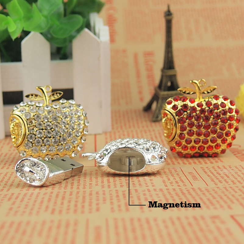 Jewelry Apple USB Flash Drives 32GB 16GB 8GB 4GB 128MB Pendrive Diamond Pen Drive USB Memory Stick Flash Card Key USB 2.0