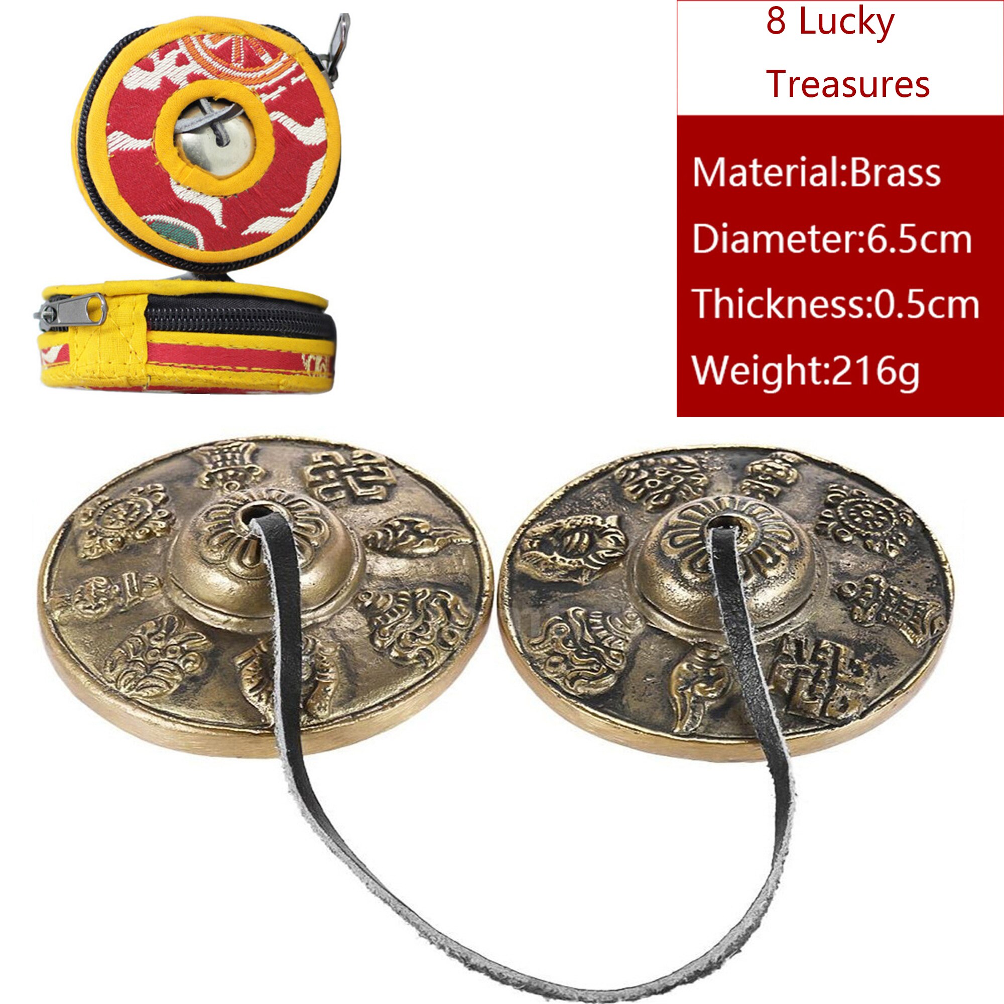 Campanilla de Tingsha tibetana hecha a mano con Om/nube de la suerte/Mantra, platillos de nepalí, el mejor para sanación de sonido de meditación: Lucky Symbol(brass)