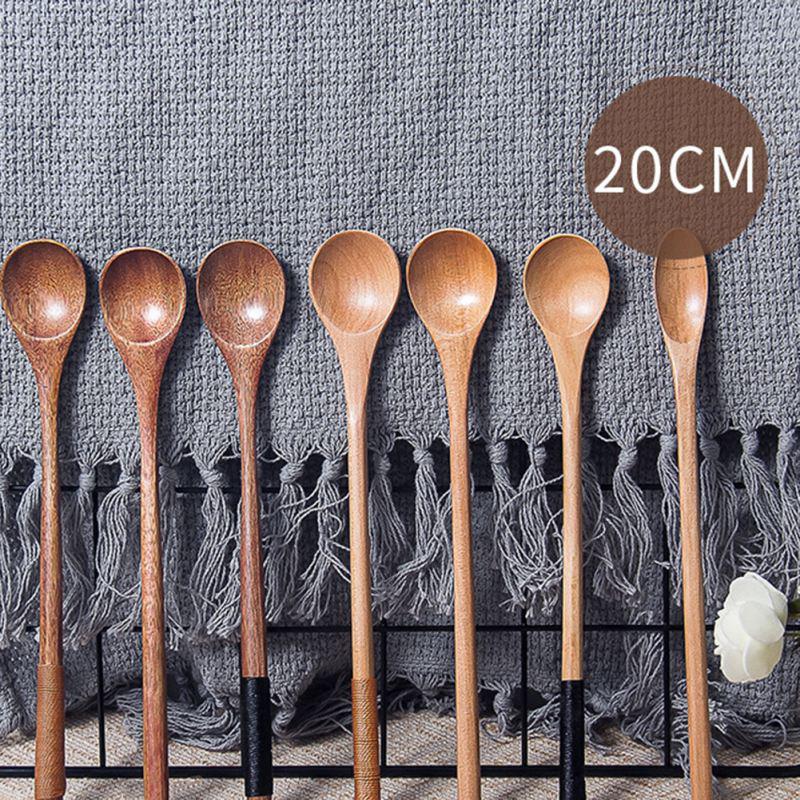 Long Wooden Coffee Spoon Kitchen Cooking Utensil Tool Tableware Spoons Soup Teaspoon Stirring Spoon