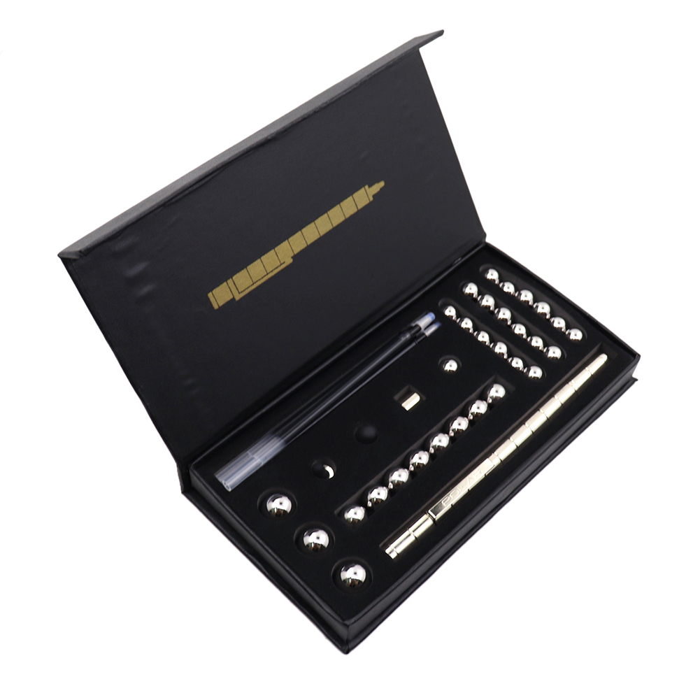Magnetic Pen Metal Fun Magnet Ink Pen Office Stationery Polar Capacitor Magnet Writing Supplies: L box sliver