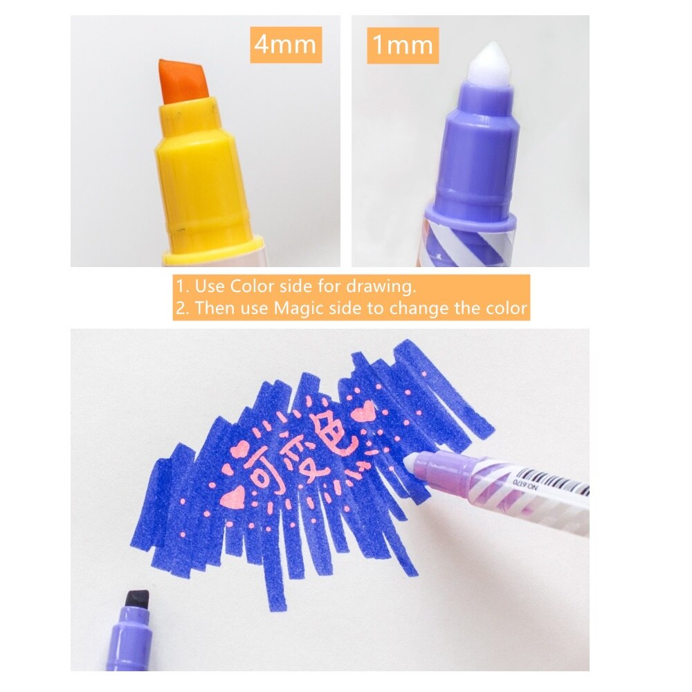12 stk magisk farve tegnepen sæt misfarvet highlighter markør spot liner penne scrapbog kunst forsyninger brevpapir skole  f809