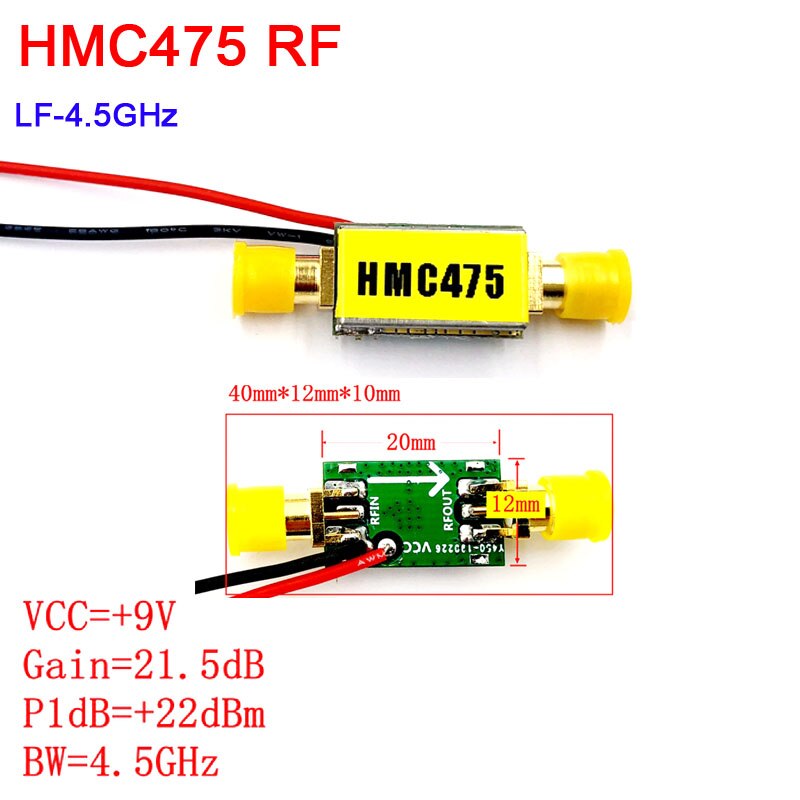 HMC475 RF Medium power 20DB linear Amplifier Module LF to 4.5GHz Broadband Signal Amplifier Ham Radio