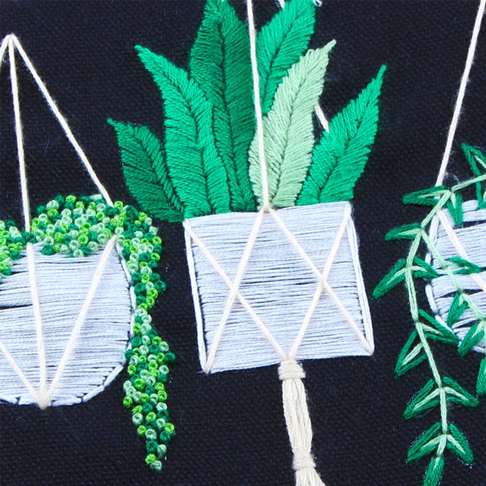 Cross Stitch Embroidery Starter Kit Craft Tool Sewing Stamped DIY With Needles Home Decoration Plants Pattern Art Needlework