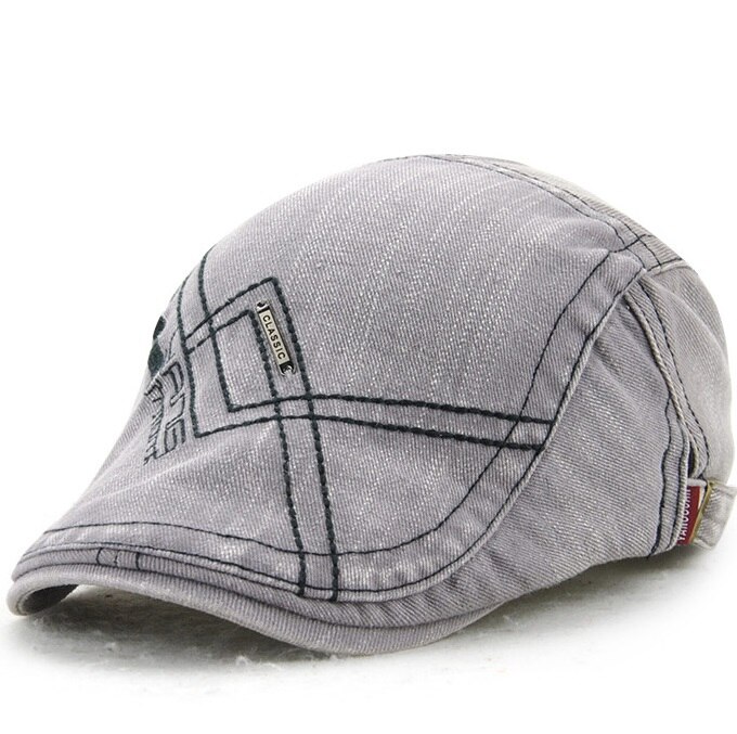 [JAMONT] Men Caps Fall Visor Beret Hat Cotton Letter Men's Visors Cap Simple Style Painter Flat Hats Casquette Gorras: Gray
