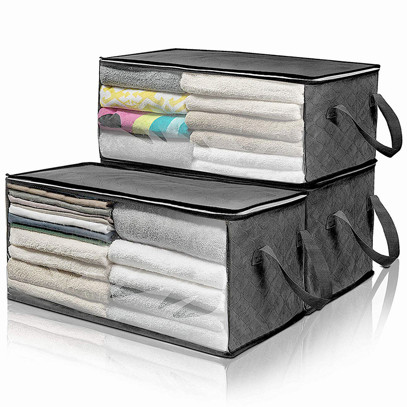 Quilt Storage Bag Large Capacity Household Wardrobe Quilt Clothes Sorting Box Moisture-Proof Dust-Proof Moving And Packing Bag: M / Dark Gray