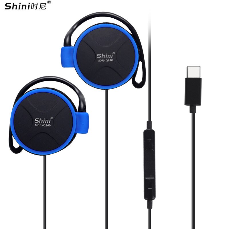 Shini-auriculares Q940 con conector tipo C, cascos deportivos de 3,5mm con gancho para la oreja para reproductor de música Mp3, ordenador y teléfono móvil,