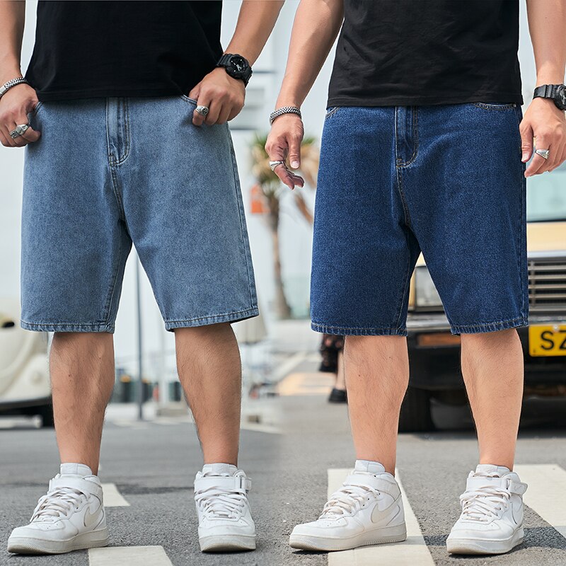 männer Große Größe kurze Hose Knie-länge Sommer Reithose Denim Neue bermuda Klassische strecken Kurze Jean Männlichen 40 42 44 46 48
