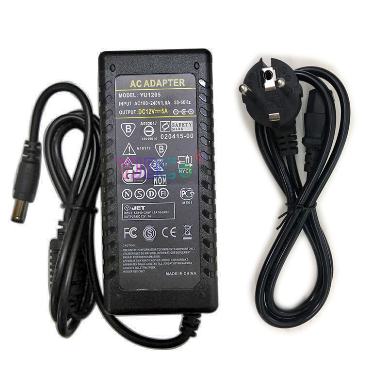 60W LED Power Adapter AC 100-240V to DC 12V 5A strip Power Supply Charger lighting Transformer 220 V 12 V lamp tape Converter