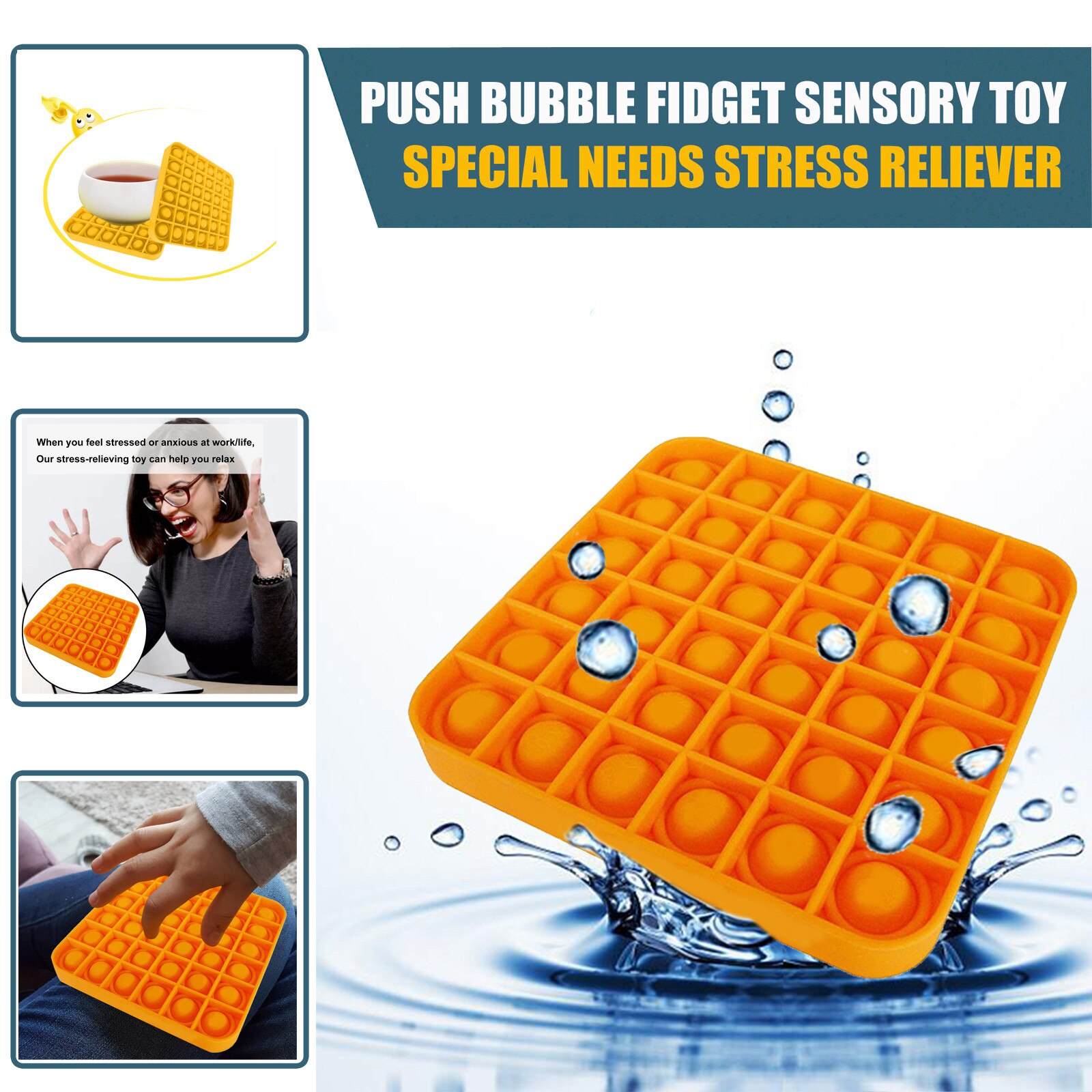 Push Bubble Fidget giocattolo sensoriale autismo esigenze speciali antistress morbido divertente Push Bubble Fidget giocattolo sensoriale colori caramelle: A