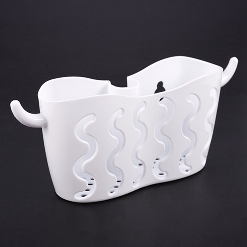 Kitchen Sink Faucet Caddy Bath Hanging Organizer Sink Draining Soap Sponge Holder Storage Baskets White