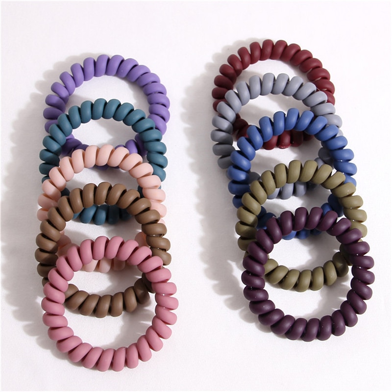 5/20PCS Frosted Colored Telephone Wire Elastic Hair Bands For Girls Headwear Ponytail Holder Rubber Bands Women Hair Accessories