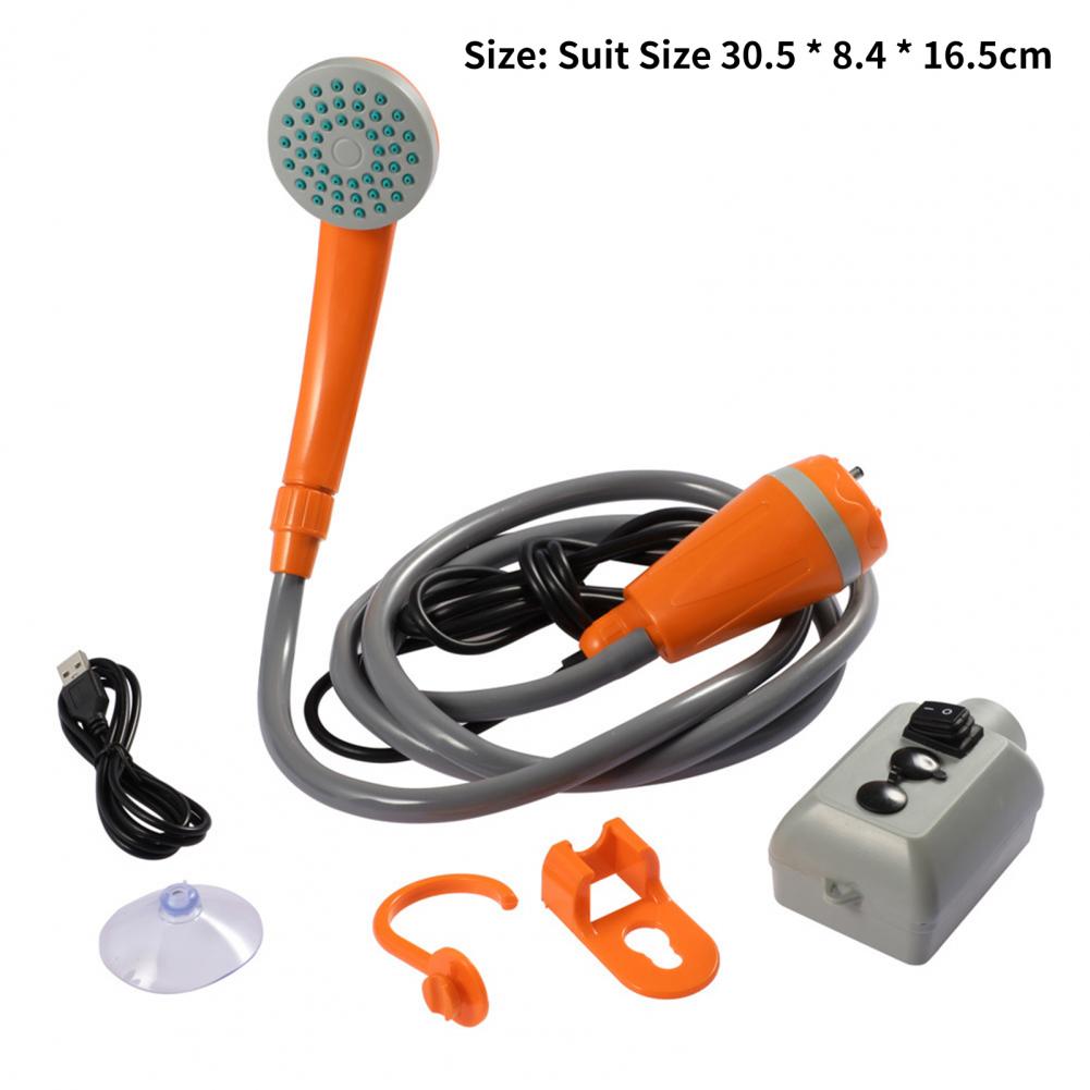 Juego de ducha eléctrico para exteriores, conjunto de ducha portátil recargable por USB, de plástico, ultraligero, gran salida de agua, para acampar