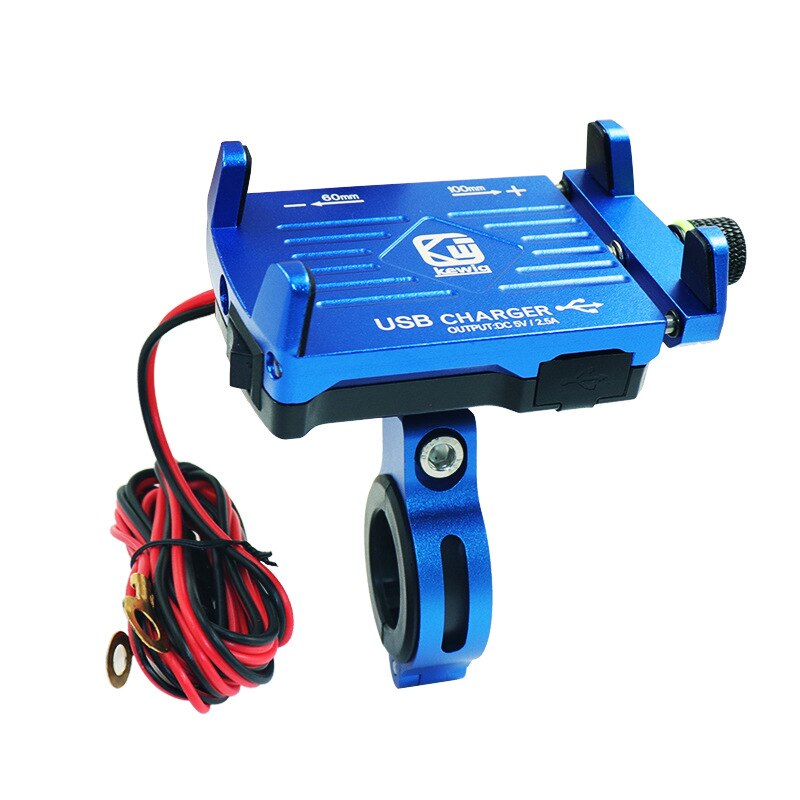 Motorfiets Telefoon Houder Usb Fast Charger Opladen Moto Bike Bracket Mount Stuur Voor Cafe Racer Cruiser Chopper: Blauw