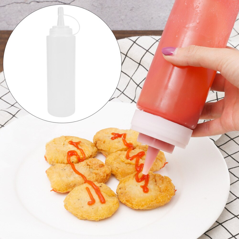 5pcs 230ml 8oz Squeeze Squirt Condiment Bottles with Twist On Cap Lids Dispensers for Ketchup Mustard Sauces Olive: Default Title