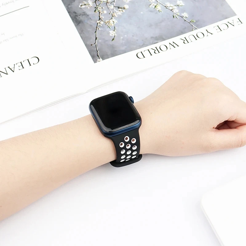 Bracelet de Sport pour Bracelets de montre Apple 44mm 45mm Ultra 2 49mm 40mm 41mm 42mm 45 44mm Bracelet en Silicone IWatch série 9 8 SE 7 3 bandes