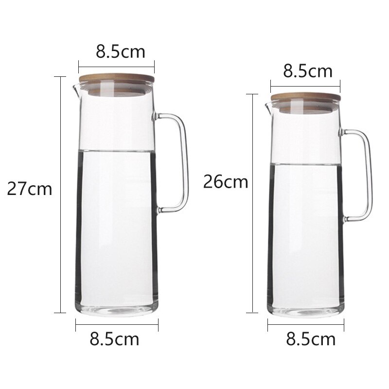 Glas Water Pot Koud Water Fles Handvat Waterkoker Transparant Hittebestendig Sap Theepot Pitcher Water Waterkoker 1.2L 1.5L