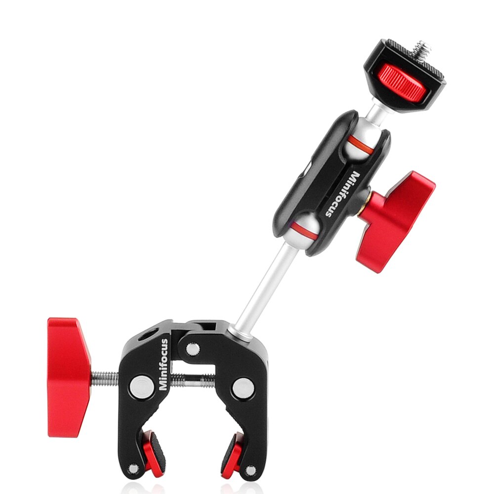 Super pinzas de cangrejo, pinza con rosca 1/4 3/8 para cámara, trípode, varilla de poste, luces, paraguas, estantes de ganchos, placa, barras de Cruz de cristal: Arm Clamp Set