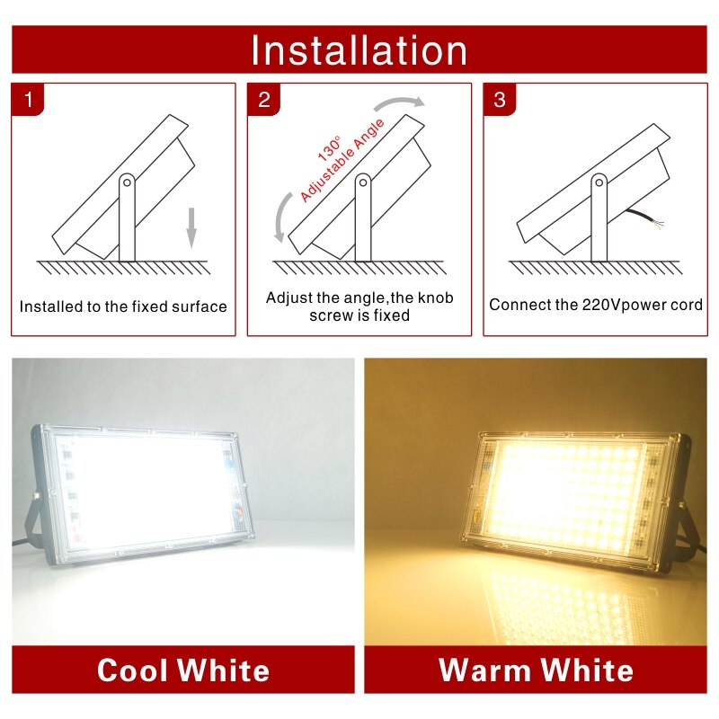 Led flood light 100w 220v udendørs projektør  ip65 vandtæt led gadelampe landskabsbelysning spotlight wall washer