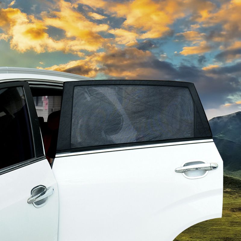 2Pcs Black Car Side Window Sun Shade Mesh Fabric Sun Visor Cover Shield UV Protector
