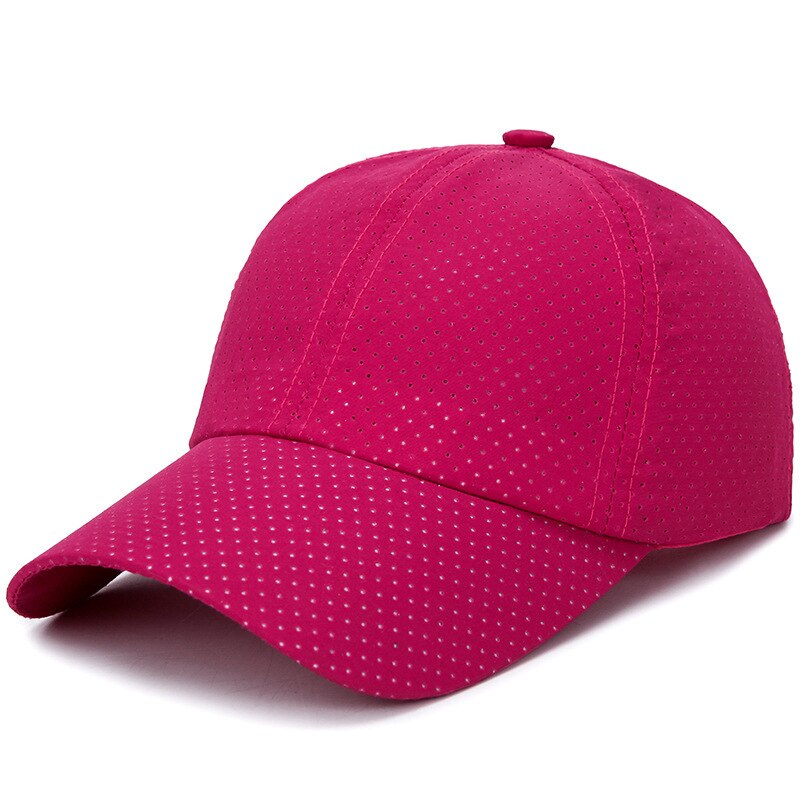 Geebro Unisex Cap Casual Verstelbare Solid Dunne Mesh Draagbare Sneldrogende Ademend Zonnebrandcrème Baseball Cap Hip Hop Straat Hoed: Rose Red