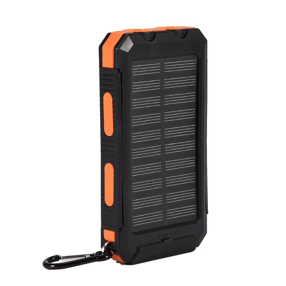 Without Battery Fast Charge Solar Power Bank Case DIY Kit Outdoor Dual USB Mobile Waterproof Power Bank Cases With Compass: Orange