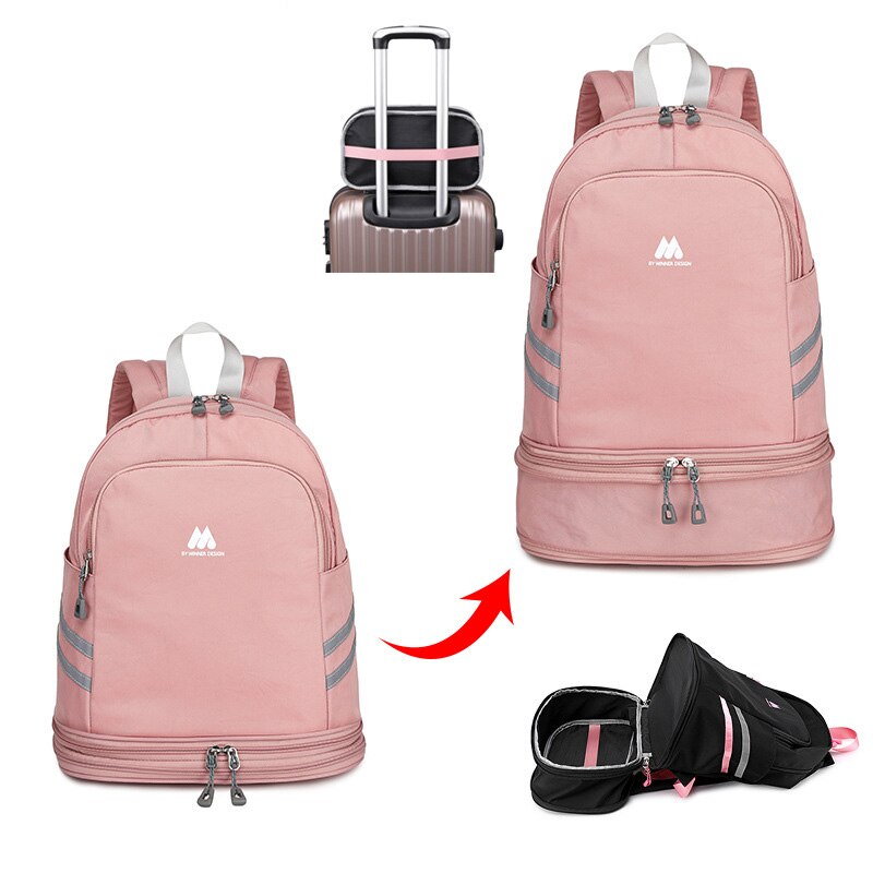 Mochila de alta capacidad, zapatos portátiles independientes, bolsa de almacenamiento de ropa, bolsa organizadora de viaje para mujer, accesorios deportivos para Fitness: Style C Pink