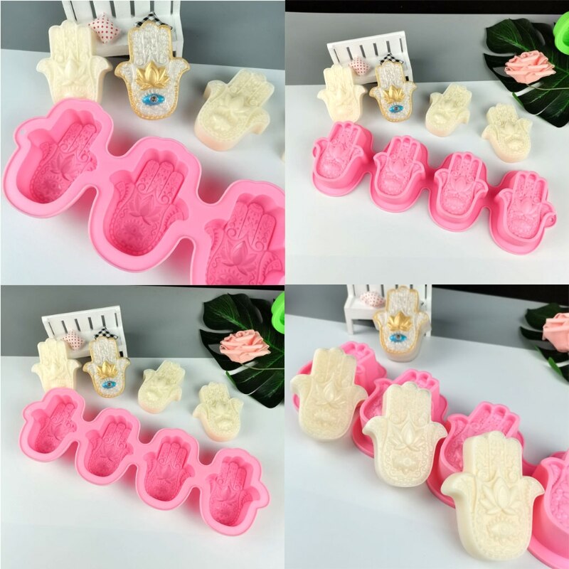 Lotus In De Palm Zeep Mold Khamsah Hamsa Hand Epoxyhars Siliconen Mal Hand Van Fatima Kaars Hars Gieten Mallen gereedschap